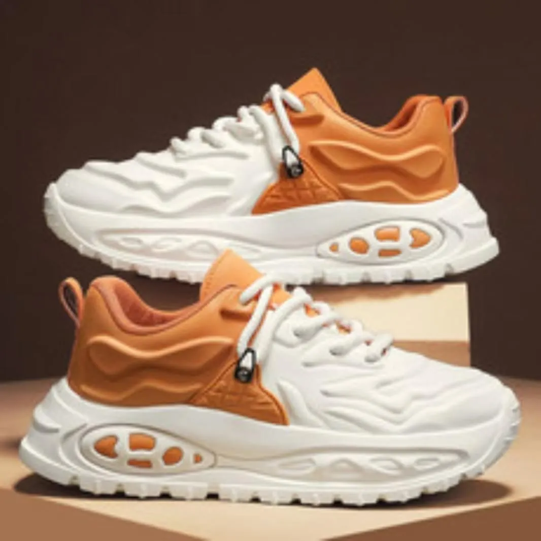 Womens Fashion Leather Platform Lace Up Sneakers Casual Lightweight Non-Slip Walking Sport Workout Work Tennis Shoes