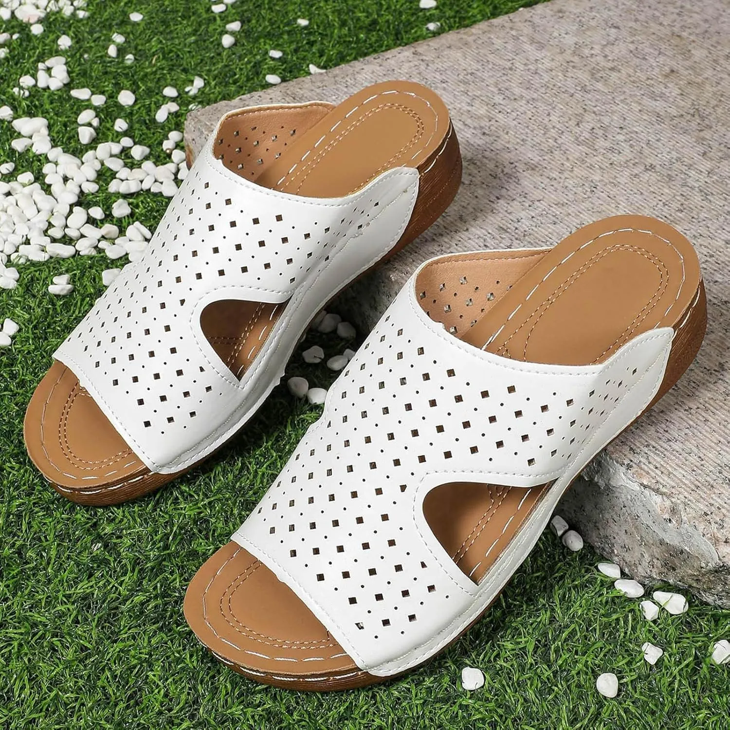 Women's Summer Casual Sandals 2025 Orthopedic Wedge Fish Mouth Walking Sandals for Women with Arch Support Low Heel Comfortable Breathable Wide Width Beach Walking Platform Wedges Shoes