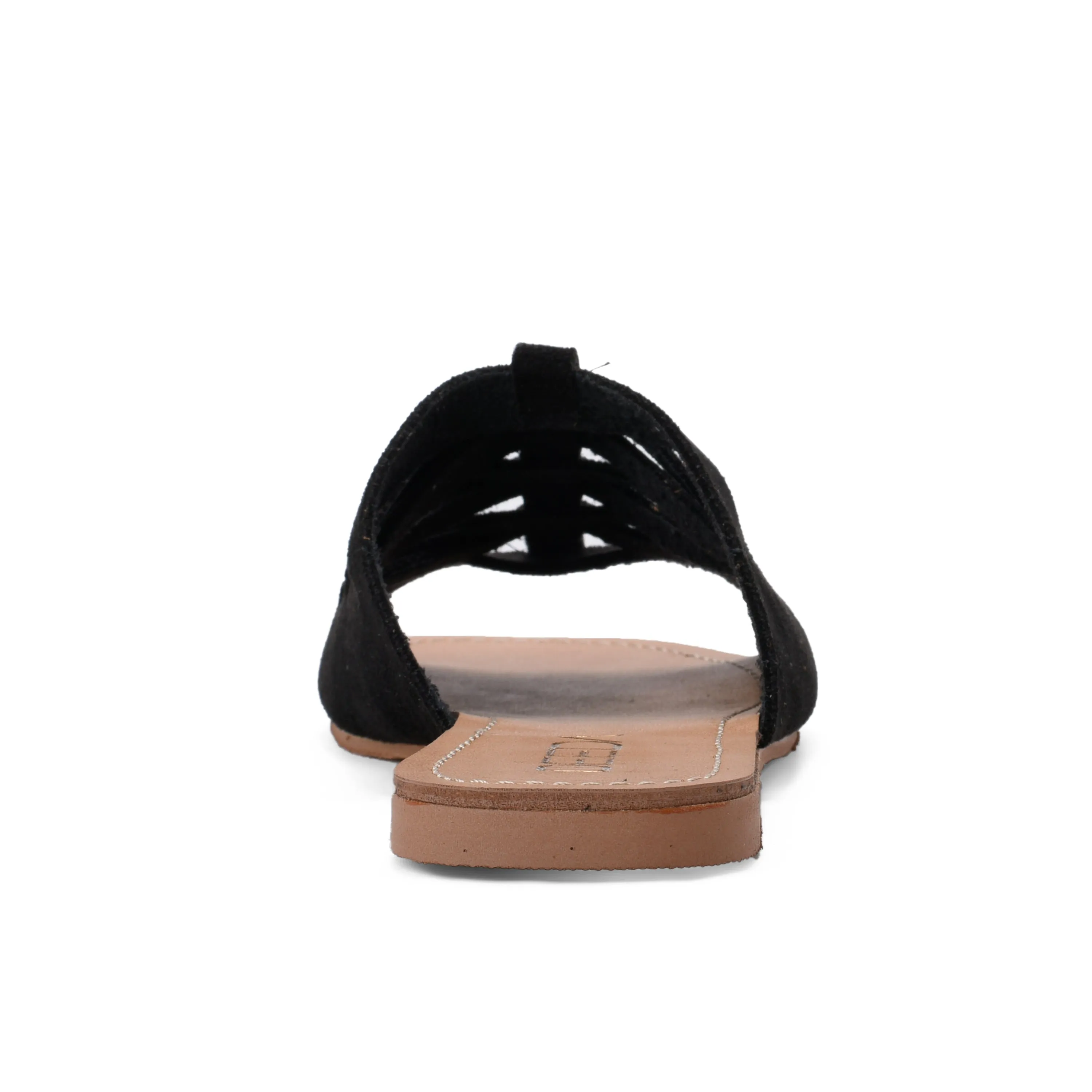 WOVEN SUEDE FLATS - BLACK