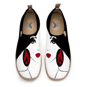 Yiume Women's Art Slip-On Shoes Comfortable Breathable Knit Casual Footwear,Monochrome Portraits
