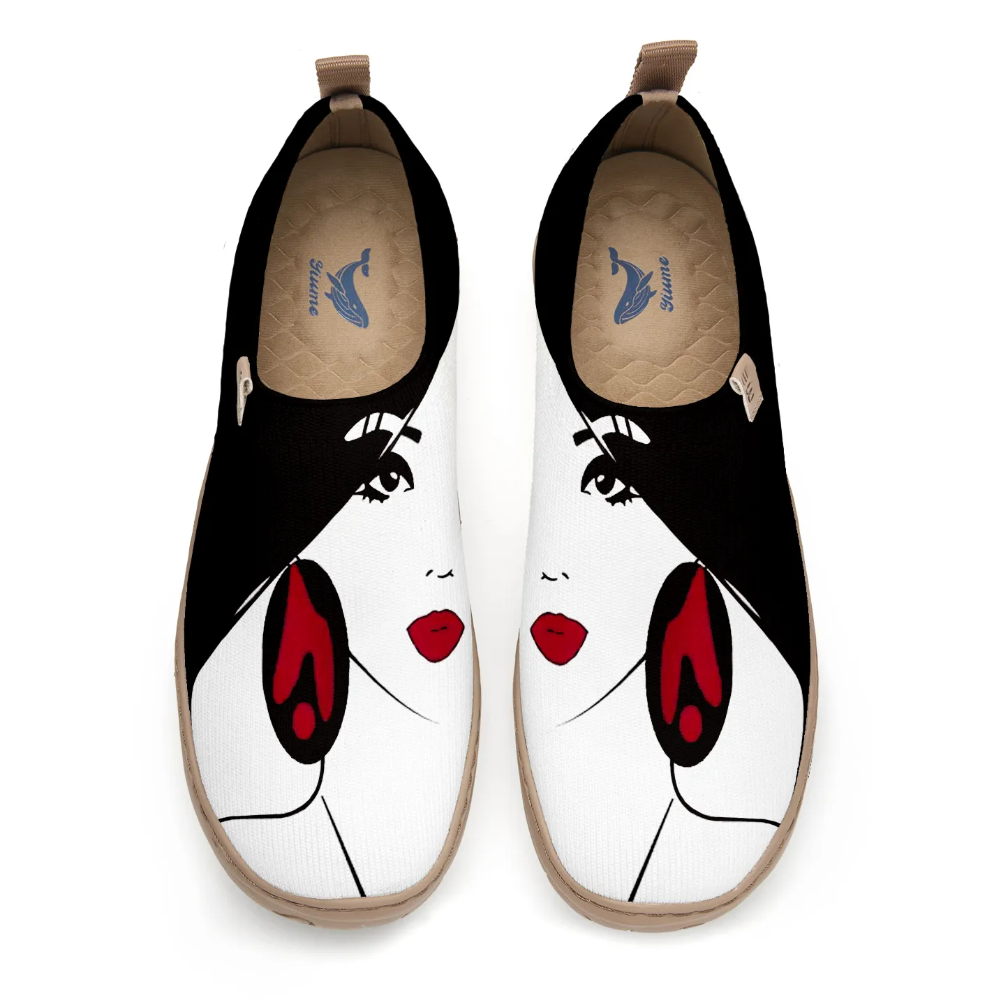 Yiume Women's Art Slip-On Shoes Comfortable Breathable Knit Casual Footwear,Monochrome Portraits
