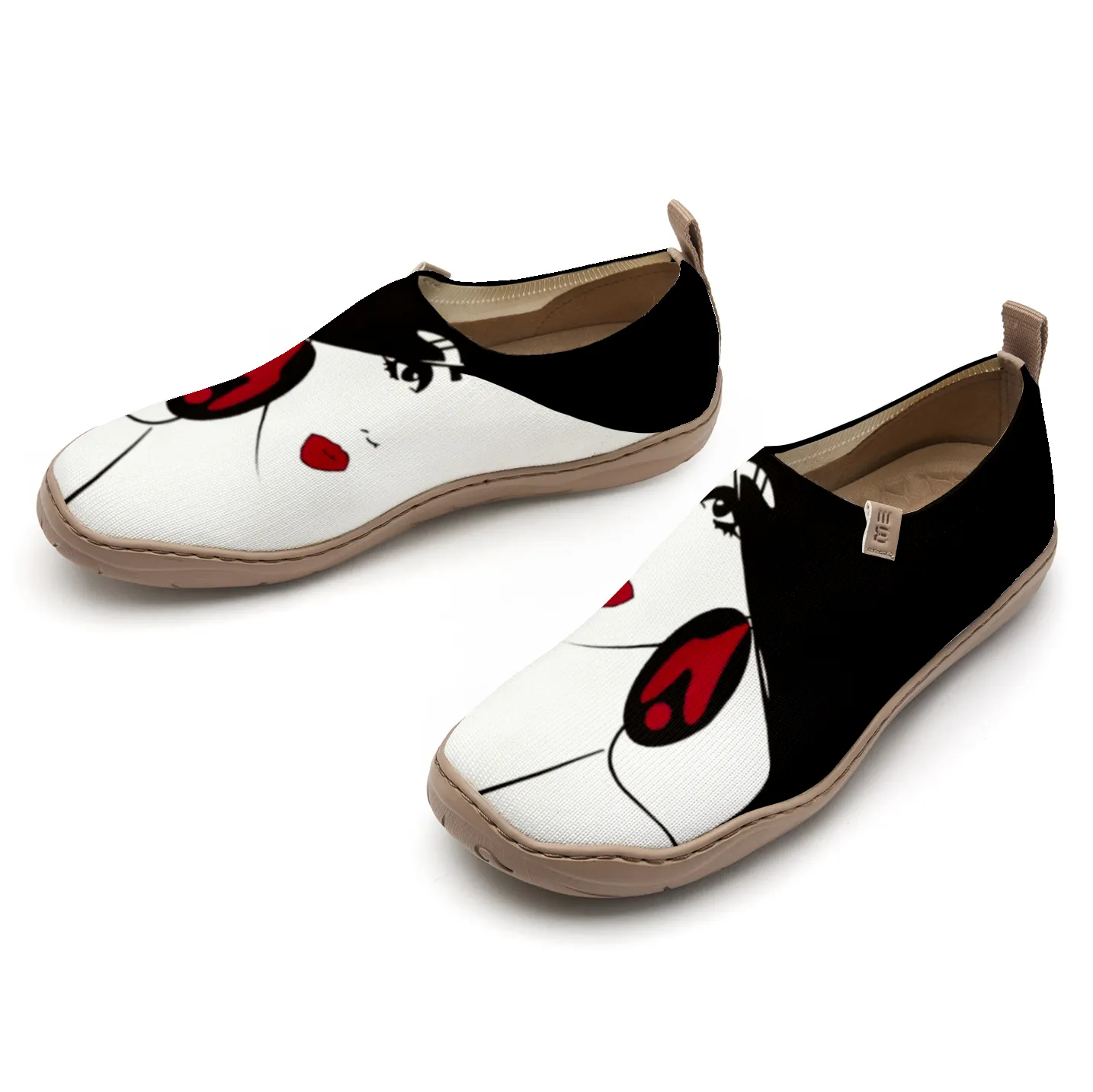 Yiume Women's Art Slip-On Shoes Comfortable Breathable Knit Casual Footwear,Monochrome Portraits