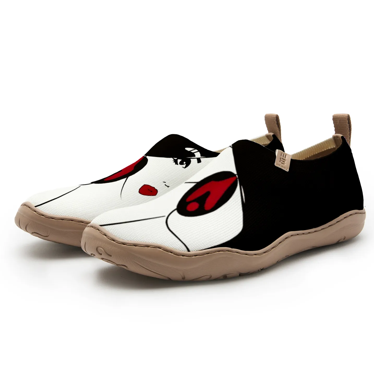 Yiume Women's Art Slip-On Shoes Comfortable Breathable Knit Casual Footwear,Monochrome Portraits