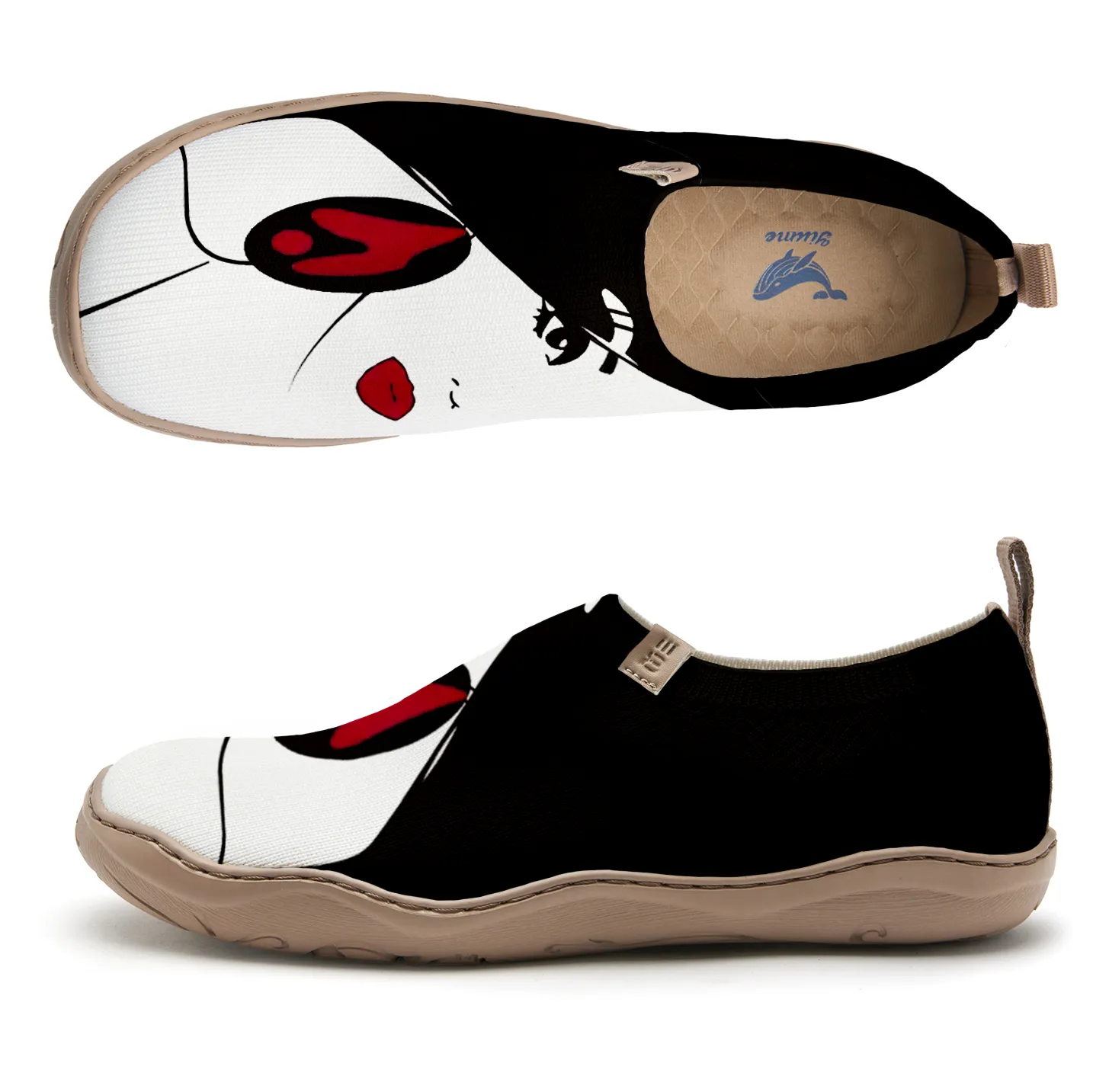 Yiume Women's Art Slip-On Shoes Comfortable Breathable Knit Casual Footwear,Monochrome Portraits