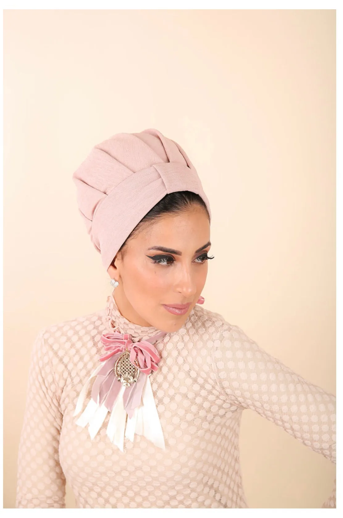 Yodfat Pleated Turban - Light Pink