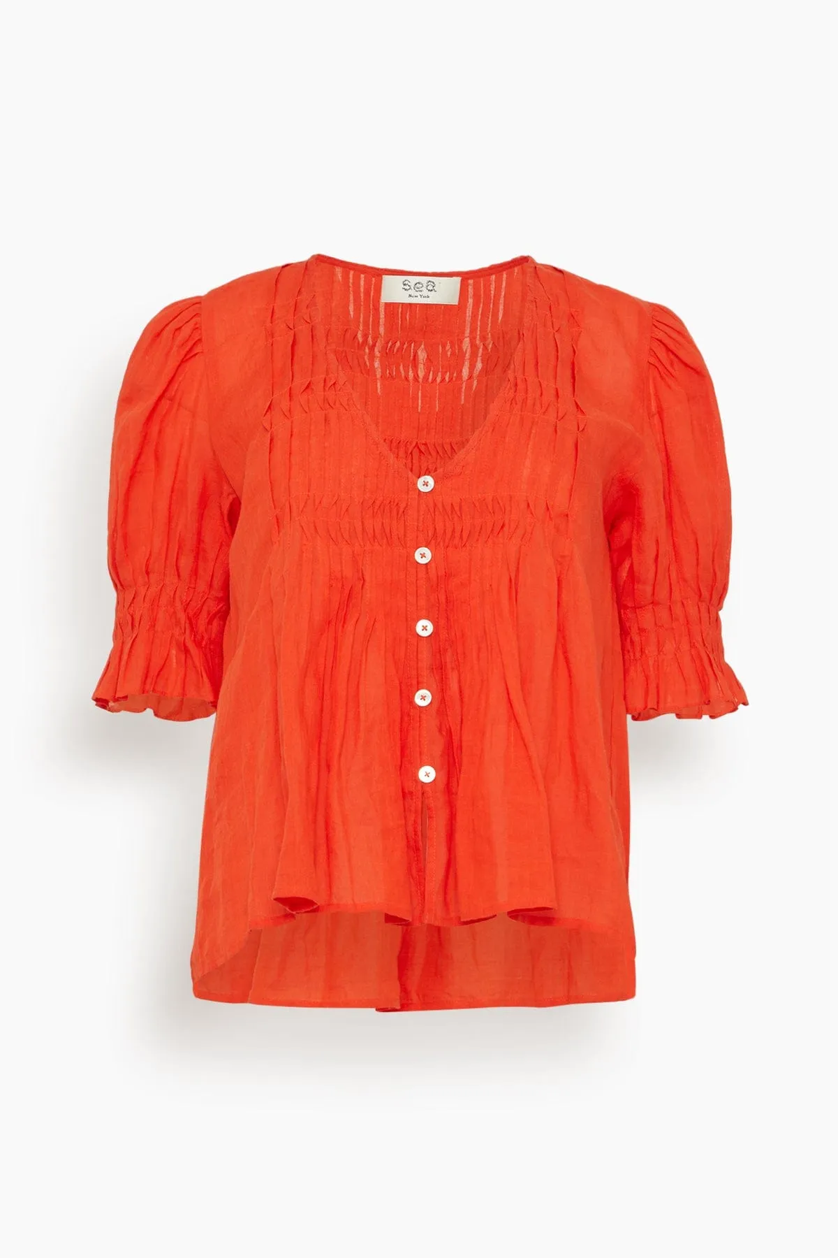 Zora Short Sleeve Button Down Top in Chili